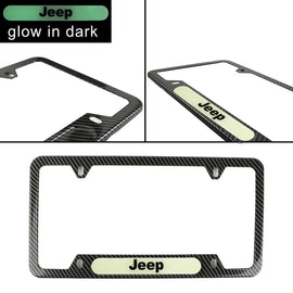Brand New Universal 1PCS JEEP Carbon Fiber Style Metal License Plate Frame