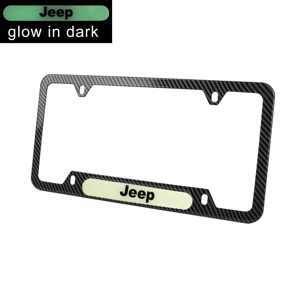 Brand New Universal 1PCS JEEP Carbon Fiber Style Metal License Plate Frame