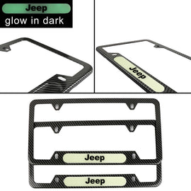 Brand New Universal 2PCS JEEP Carbon Fiber Style Metal License Plate Frame