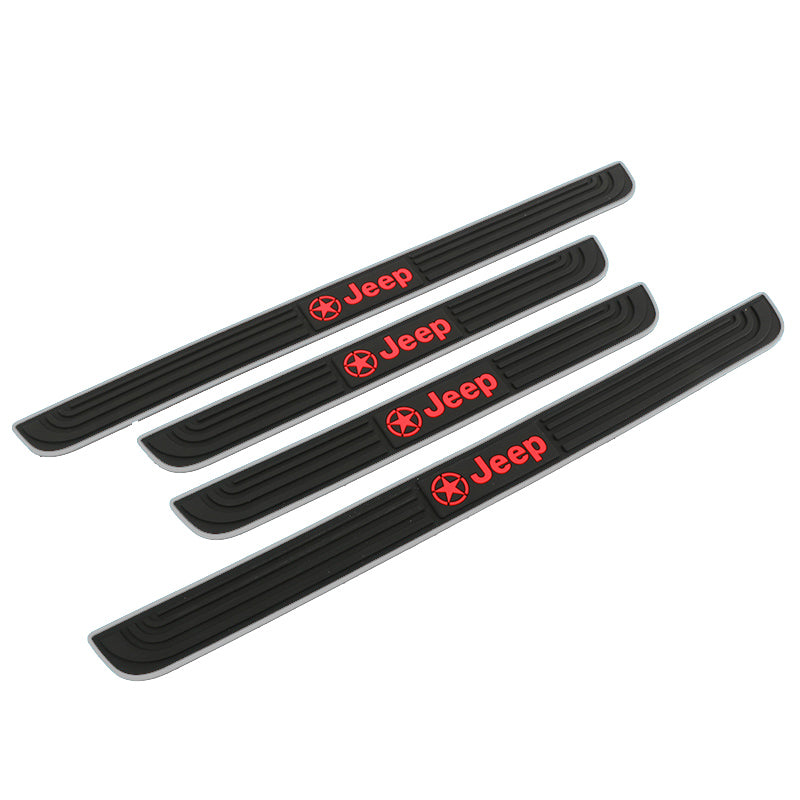 Brand New 4PCS Universal Jeep Silver Rubber Car Door Scuff Sill Cover Panel Step Protector