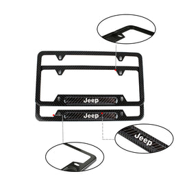 Brand New Universal 2PCS JEEP Carbon Fiber Look Metal License Plate Frame