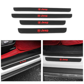 Brand New 4PCS Universal Jeep Silver Rubber Car Door Scuff Sill Cover Panel Step Protector