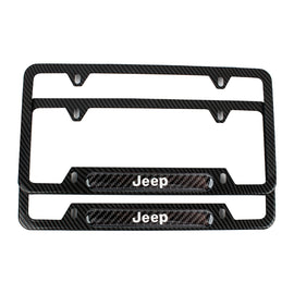 Brand New Universal 2PCS JEEP Carbon Fiber Look Metal License Plate Frame