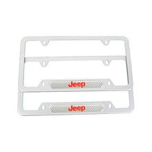 Load image into Gallery viewer, Brand New Universal 2PCS JEEP Silver Metal License Plate Frame