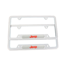 Brand New Universal 2PCS JEEP Silver Metal License Plate Frame