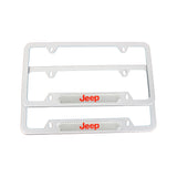 Brand New Universal 2PCS JEEP Silver Metal License Plate Frame