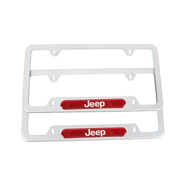 Brand New Universal 2PCS JEEP Silver Metal License Plate Frame