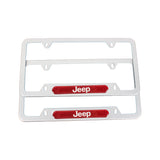 Brand New Universal 2PCS JEEP Silver Metal License Plate Frame