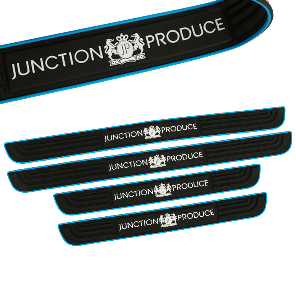 Brand New 4PCS Universal Junction Produce Blue Rubber Car Door Scuff Sill Cover Panel Step Protector