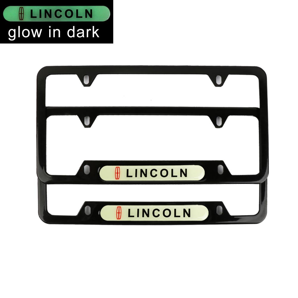 Brand New Universal 2PCS LINCOLN Black Metal License Plate Frame