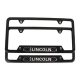 Brand New Universal 2PCS LINCOLN Carbon Fiber Look Metal License Plate Frame