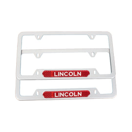 Brand New Universal 2PCS Lincoln Silver Metal License Plate Frame