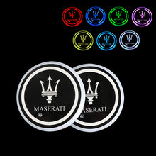 Load image into Gallery viewer, BRAND NEW UNIVERSAL V2 2PCS MASERATI Switchable Seven Colorful LED Car Cup Holder Mat Coaster Pad - JK Racing Inc