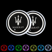 Load image into Gallery viewer, BRAND NEW UNIVERSAL V2 2PCS MASERATI Switchable Seven Colorful LED Car Cup Holder Mat Coaster Pad - JK Racing Inc