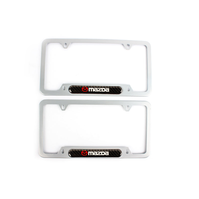 Brand New Universal 2PCS MAZDA Silver Metal License Plate Frame