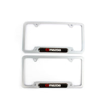 Load image into Gallery viewer, Brand New Universal 2PCS MAZDA Silver Metal License Plate Frame