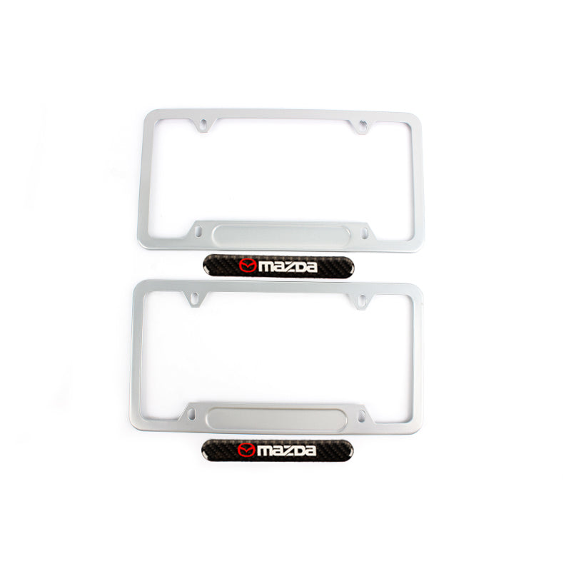 Brand New Universal 2PCS MAZDA Silver Metal License Plate Frame