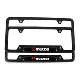 Brand New Universal 2PCS Mazda Carbon Fiber Look Metal License Plate Frame