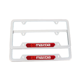 Brand New Universal 2PCS Mazda Silver Metal License Plate Frame