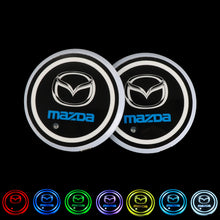 Load image into Gallery viewer, BRAND NEW UNIVERSAL V2 2PCS MAZDA Switchable Seven Colorful LED Car Cup Holder Mat Coaster Pad