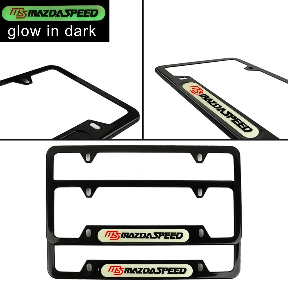 Brand New Universal 2PCS MAZDASPEED Black Metal License Plate Frame