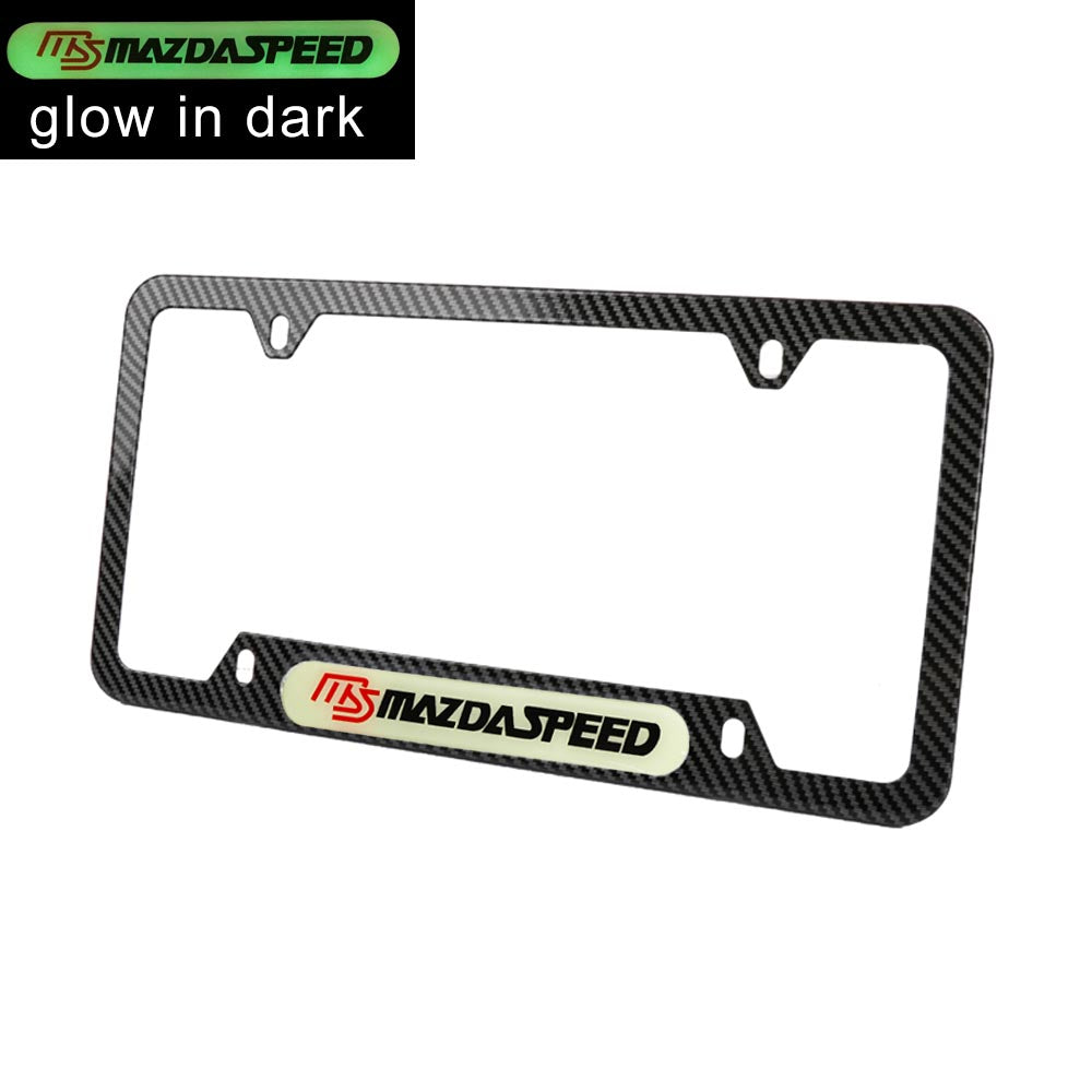 Brand New Universal 2PCS MAZDASPEED Carbon Fiber Style Metal License Plate Frame