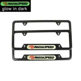 Brand New Universal 2PCS MAZDASPEED Carbon Fiber Style Metal License Plate Frame
