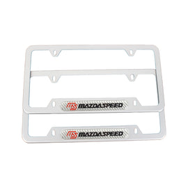 Brand New Universal 2PCS Mazdaspeed Silver Metal License Plate Frame