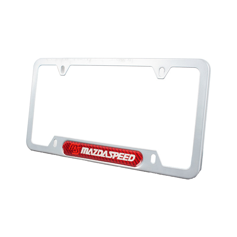 Brand New Universal 2PCS Mazdaspeed Silver Metal License Plate Frame
