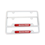 Brand New Universal 2PCS Mazdaspeed Silver Metal License Plate Frame