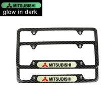 Load image into Gallery viewer, Brand New Universal 2PCS MITSUBISHI Carbon Fiber Style Metal License Plate Frame
