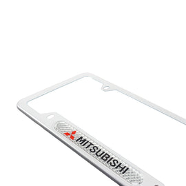 Brand New Universal 1PCS Mitsubishi Silver Metal License Plate Frame