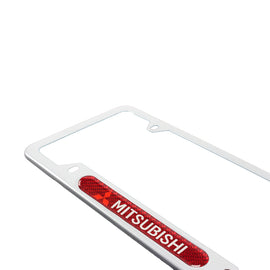 Brand New Universal 1PCS Mitsubishi Silver Metal License Plate Frame