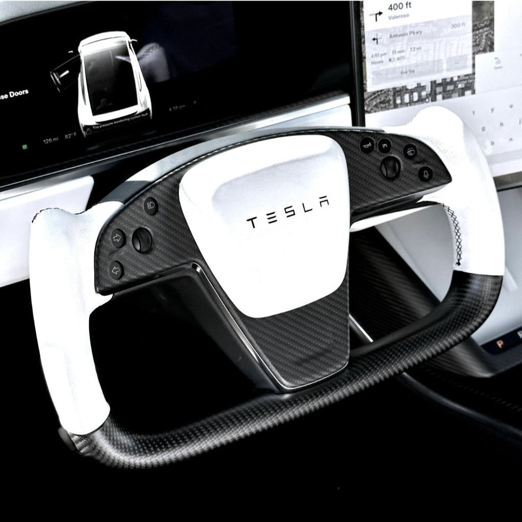 Brand New Tesla Model S 2021-2023 & Tesla Model X 2021-2023 Real Carbon Fiber Interior Steering Wheel Trim