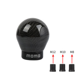 Brand New Momo Universal Real Carbon Fiber Round Ball Manual Car Racing Gear Shift Knob Shifter M12 M10 M8