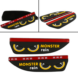 BRAND NEW 2PCS MONSTER Black Rubber Car Rear View Side Mirror Rain Board Eyebrow Guard Sun Visor