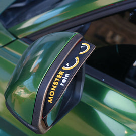 BRAND NEW 2PCS MONSTER Black Rubber Car Rear View Side Mirror Rain Board Eyebrow Guard Sun Visor