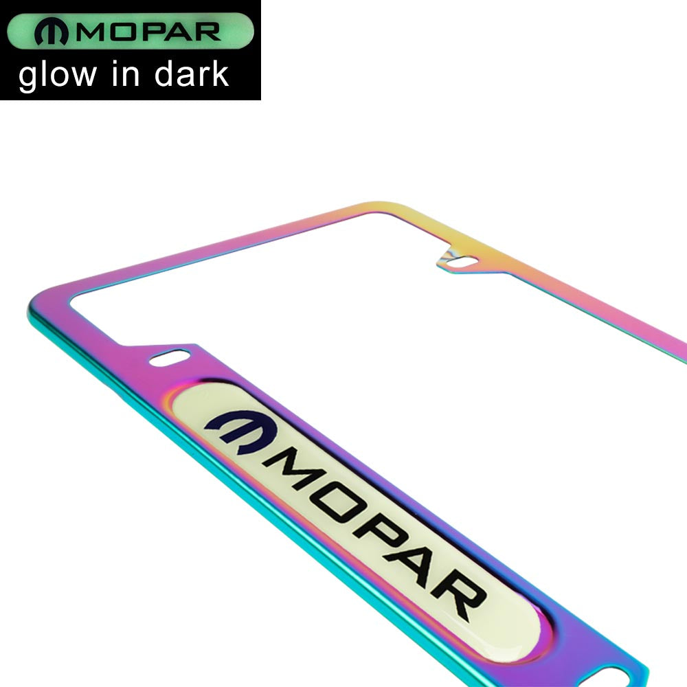 Brand New Universal 2PCS Mopar Neo Chrome Metal License Plate Frame