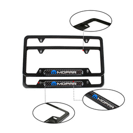 Brand New Universal 2PCS MOPAR Carbon Fiber Look Metal License Plate Frame