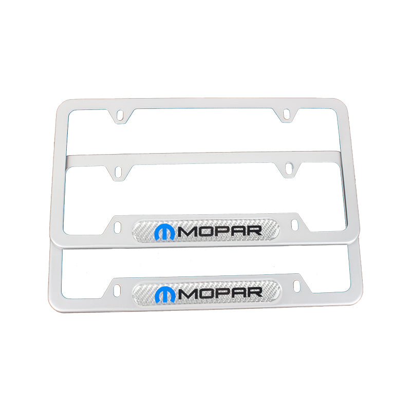 Brand New Universal 2PCS Mopar Silver Metal License Plate Frame