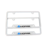 Brand New Universal 2PCS Mopar Silver Metal License Plate Frame