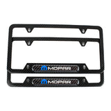 Brand New Universal 2PCS MOPAR Carbon Fiber Look Metal License Plate Frame