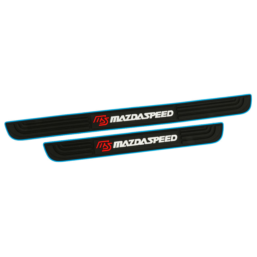 Brand New 4PCS Universal Mazdaspeed Blue Rubber Car Door Scuff Sill Cover Panel Step Protector