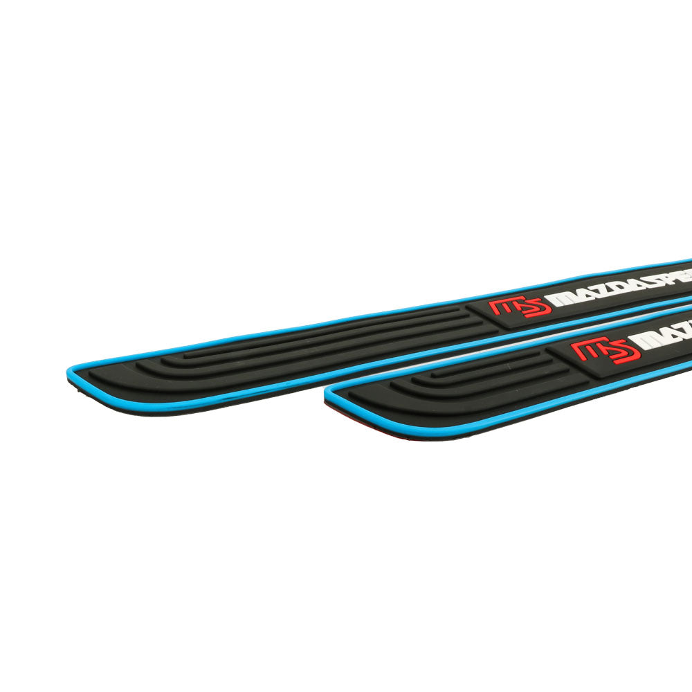 Brand New 4PCS Universal Mazdaspeed Blue Rubber Car Door Scuff Sill Cover Panel Step Protector