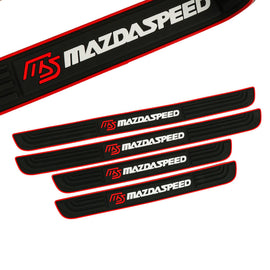 Brand New 4PCS Universal Mazdaspeed Red Rubber Car Door Scuff Sill Cover Panel Step Protector