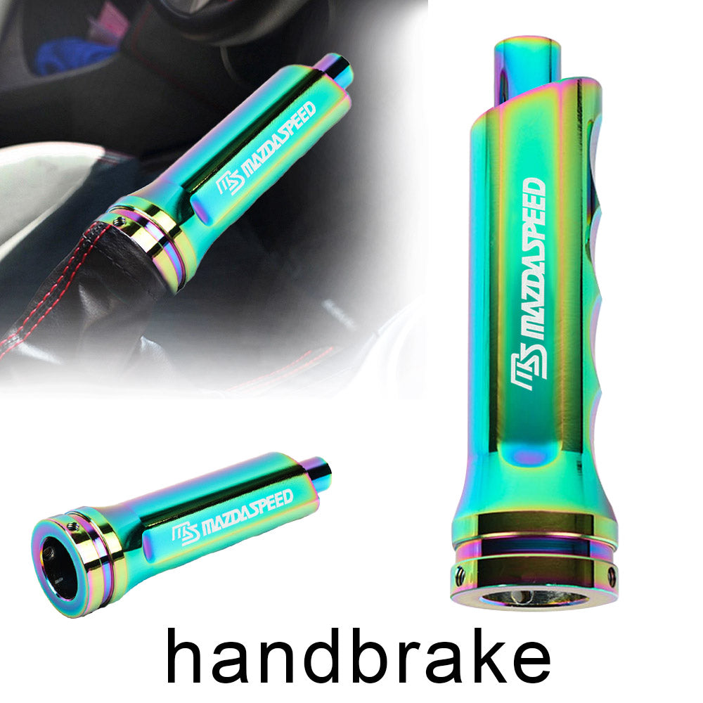 Brand New Universal 1PCS Mazdaspeed Neo Chrome Aluminum Car Handle Hand Brake Sleeve Cover