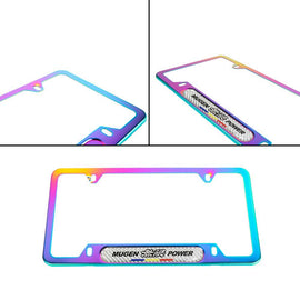Brand New Universal 1PCS Mugen Power Neo Chrome Metal License Plate Frame
