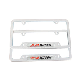Brand New Universal 2PCS Mugen Silver Metal License Plate Frame