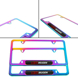 Brand New Universal 2PCS MUGEN Neo Chrome Metal License Plate Frame