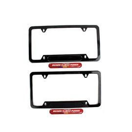 Brand New Universal 2PCS Mugen Power Glossy Black Metal License Plate Frame